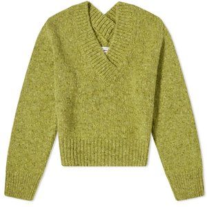 Saks Potts NWT Soffy Jumper Green V-Neck Knit Sweater M